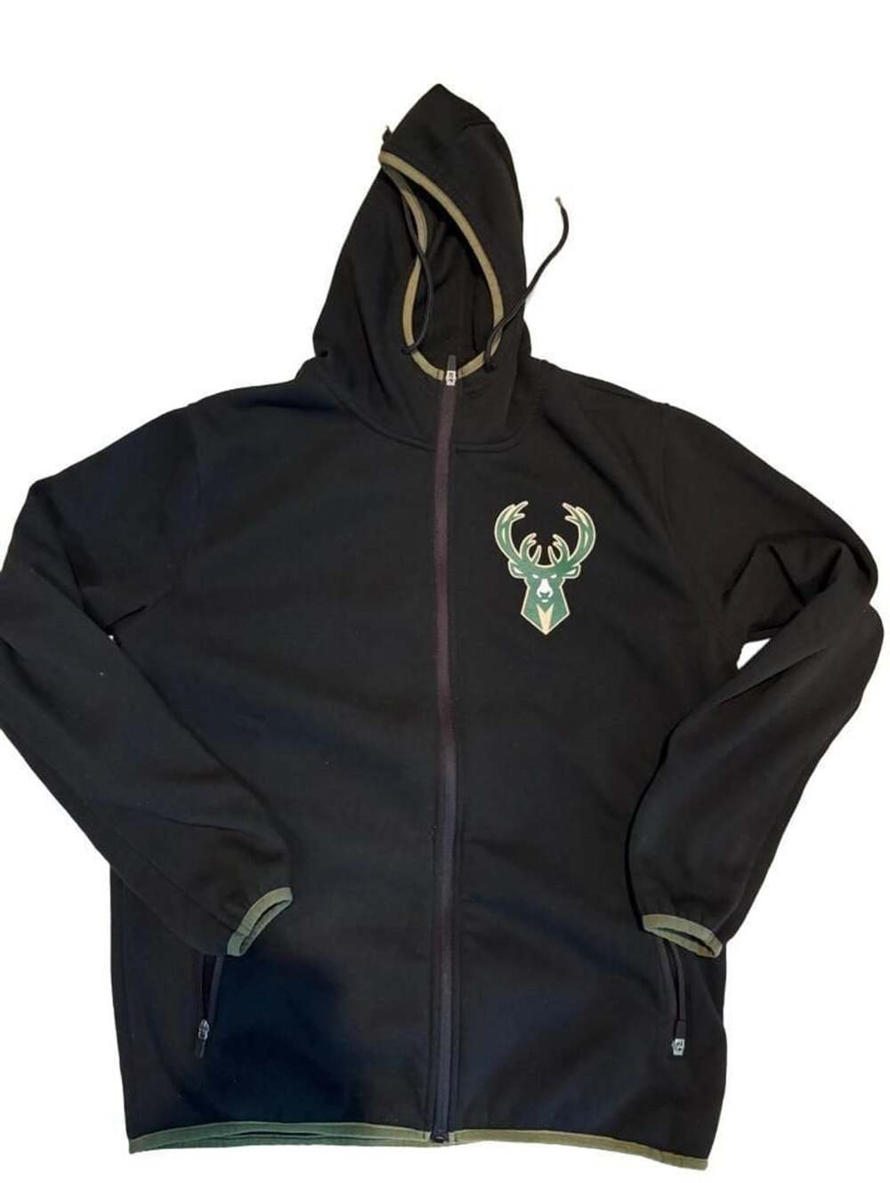 NBA Milwaukee Bucks Full Zip Hoodie Black Large